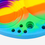 PILOT DIARY Color Silicone Dab Tray in Rainbow - Close-up View with Multiple Compartments