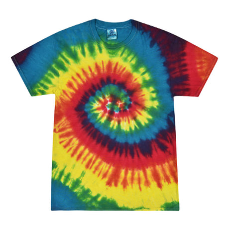 Colortone Reactive Rainbow Tie-Dye T-Shirt, Unisex Cotton Apparel, Front View