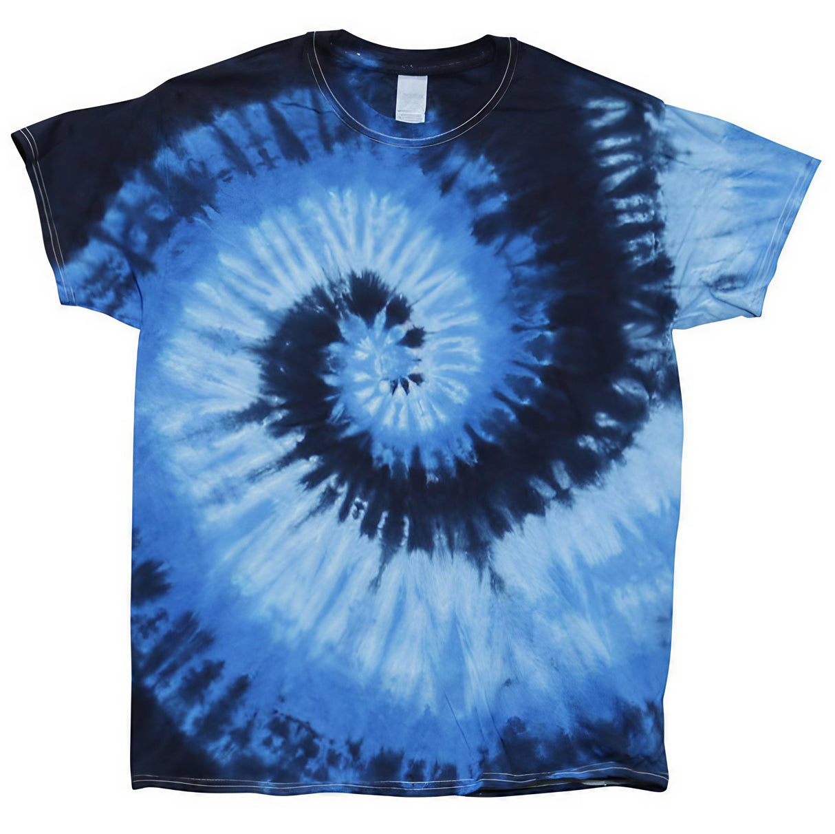 Colortone Tie-Dye T-Shirt in Blue Ocean pattern, unisex cotton apparel, front view on white background