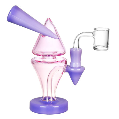Cone Consciousness Dab Rig with Quartz Banger, 7" tall, 14mm Female Joint, Borosilicate Glass, Front View