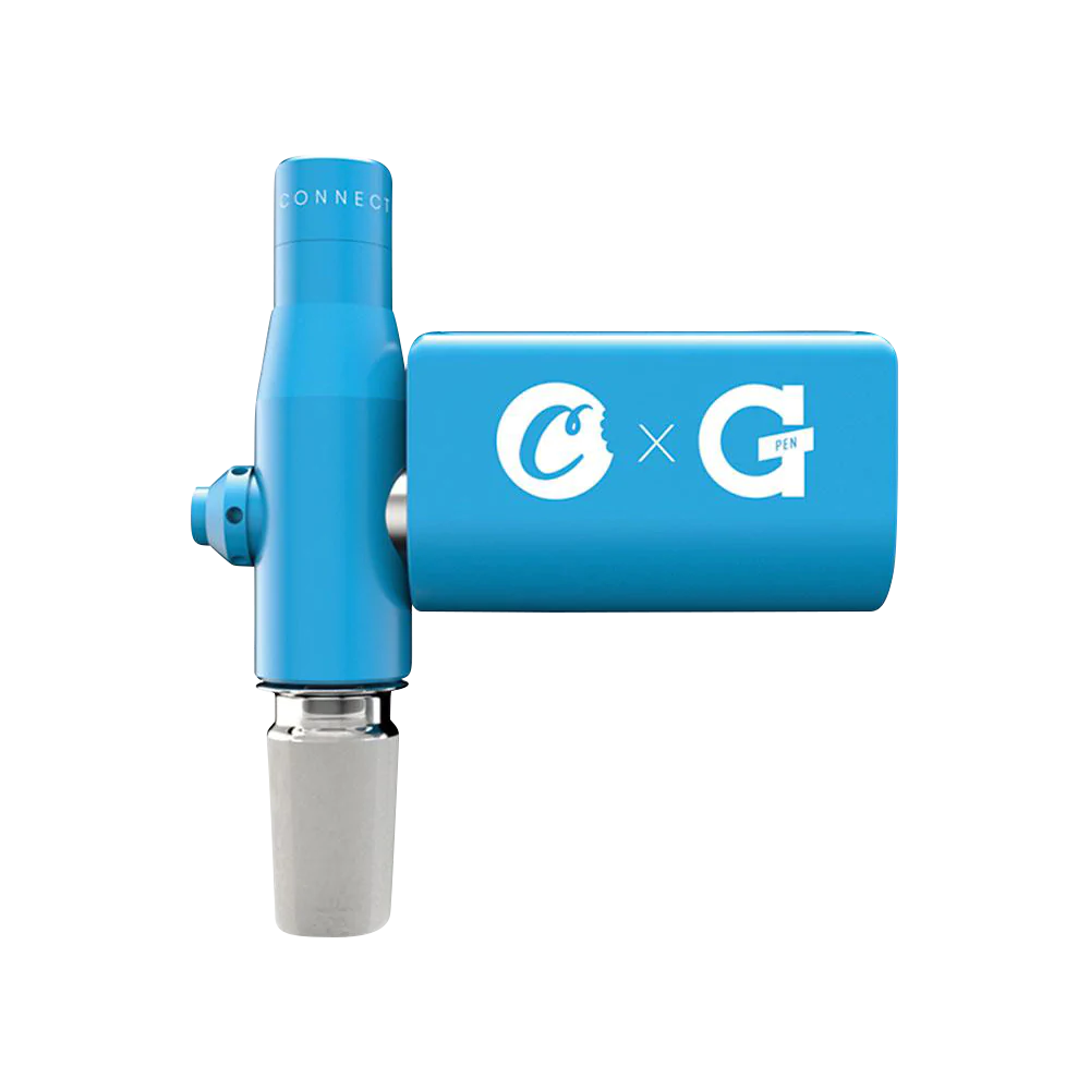 Cookies X G Pen Connect portable concentrate vaporizer in blue, side view on white background