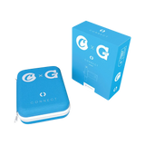 Cookies X G Pen Connect Vaporizer in blue case beside product box, ideal for travel and concentrates