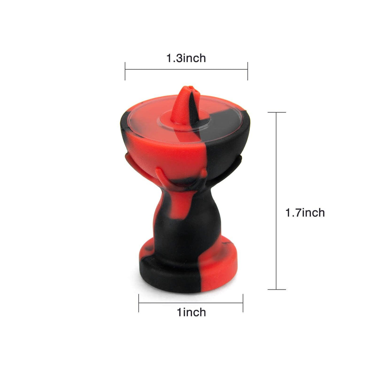PILOT DIARY Silicone Carb Cap with Glass Bowl Screen, Red and Black, Front View