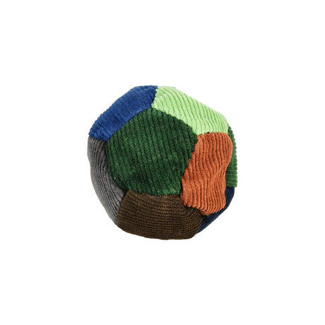 Colorful Corduroy Patchwork 12-Panel Sand-Filled Hacky Sack on White Background