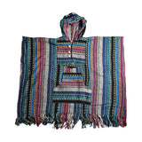 Cozy Cotton Hooded Poncho with Pockets in Assorted Colors, Front View on White Background