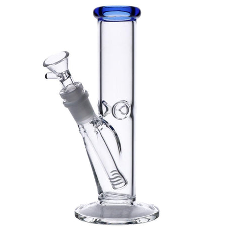 Valiant Distribution Clear Borosilicate Glass Straight Tube Bong with Ice Catcher - Front View
