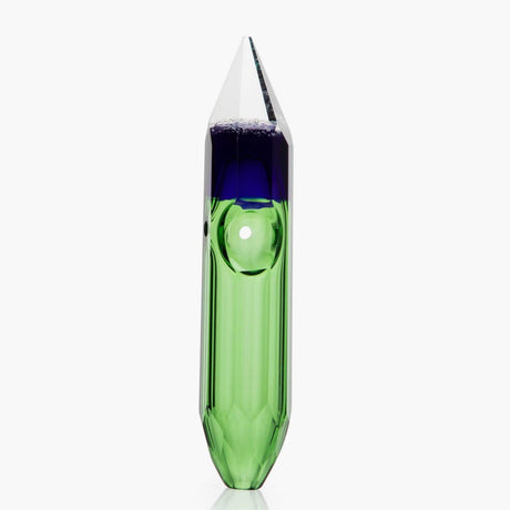 PILOT DIARY Crystal Hand Pipe in Green - Front View on Seamless White Background