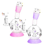 7" Cupcake Water Pipe with Disc Percolator and 14mm Bowl, Borosilicate Glass, Front View