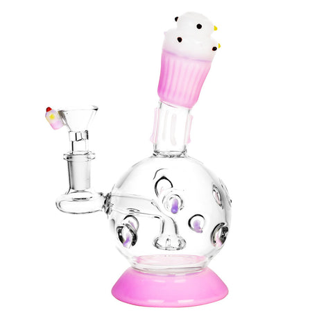 7" Cupcake Water Pipe with Disc Percolator and Deep Bowl for Dry Herbs, Front View
