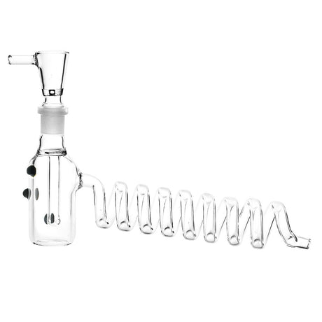 8" Curly Coil Bubbler Water Pipe with 14mm Female Joint, Borosilicate Glass, Side View