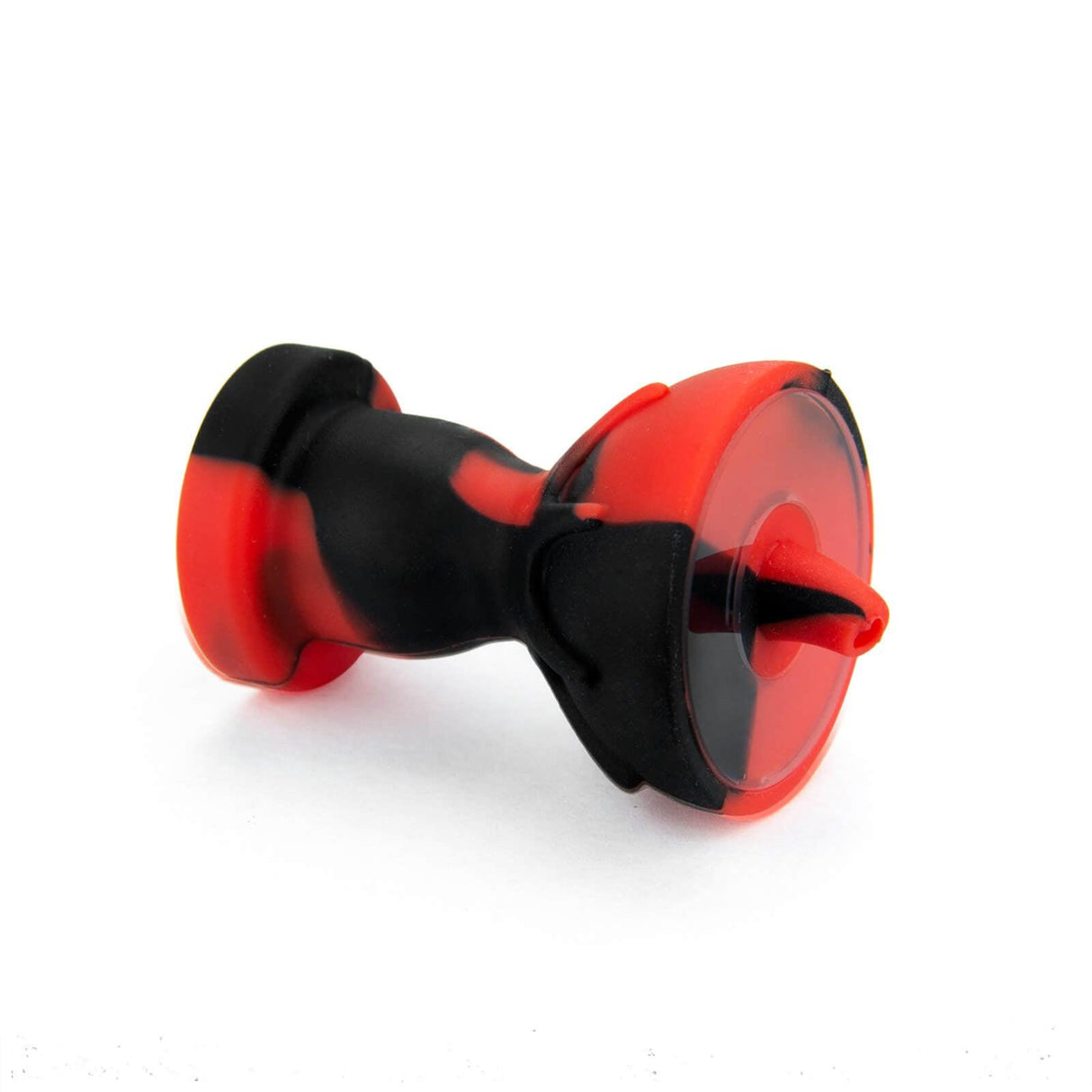PILOT DIARY Silicone Carb Cap with Glass Bowl Screen in Red and Black - Side View