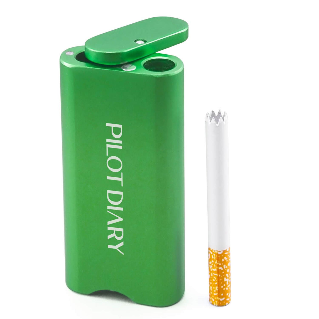 PILOT DIARY Metal Dugout One Hitter in Green with White Bat - Front View
