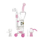 EVOLUTION Cyclone 9.75" Dab Rig in Pink with Glass Accents - Front View with Accessories