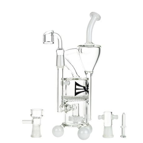 EVOLUTION Cyclone 9.75" Dab Rig in White with Quartz Banger and Glass Accents