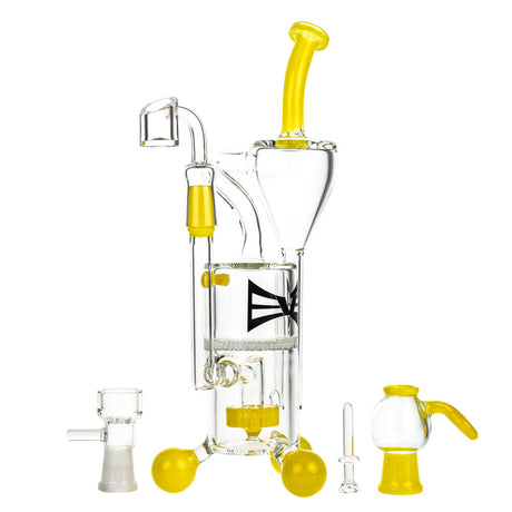 EVOLUTION Cyclone 9.75" Dab Rig in Yellow - Front View with Accessories