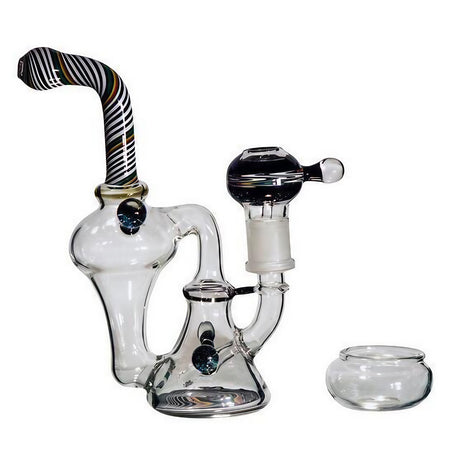 RGR Canada Cyclone Recycler Dab Rig in Black/White with Glass on Glass Joint and Novelty Design