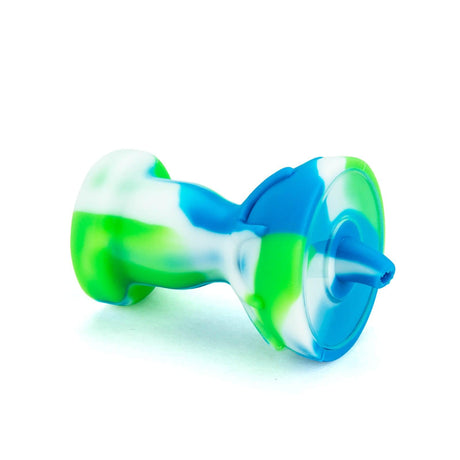PILOT DIARY Silicone Carb Cap with Glass Bowl Screen in Blue and Green - Side View