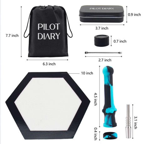 PILOT DIARY Silicone Dab Kit with Storage Pouch, Non-Stick Mat, Dab Tool, and Container