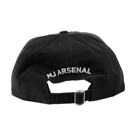 MJ Arsenal Premium Black Dad Hat with Adjustable Strap and Iconic Logo, Rear View
