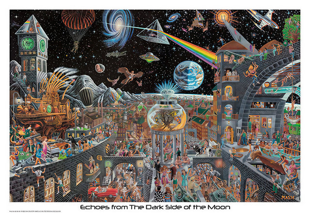 Dark Side of the Moon Poster with vibrant cosmic artwork, size 32" x 22", ideal for home decor