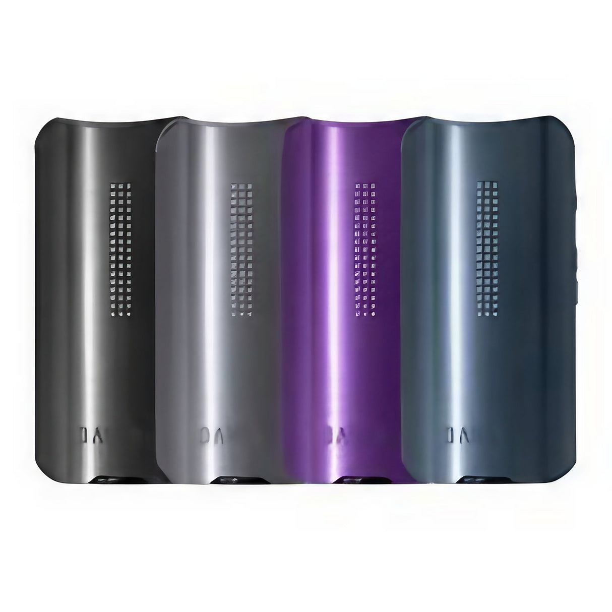 DaVinci IQ2 Vaporizers in three colors, compact and portable design with LED grids, front view