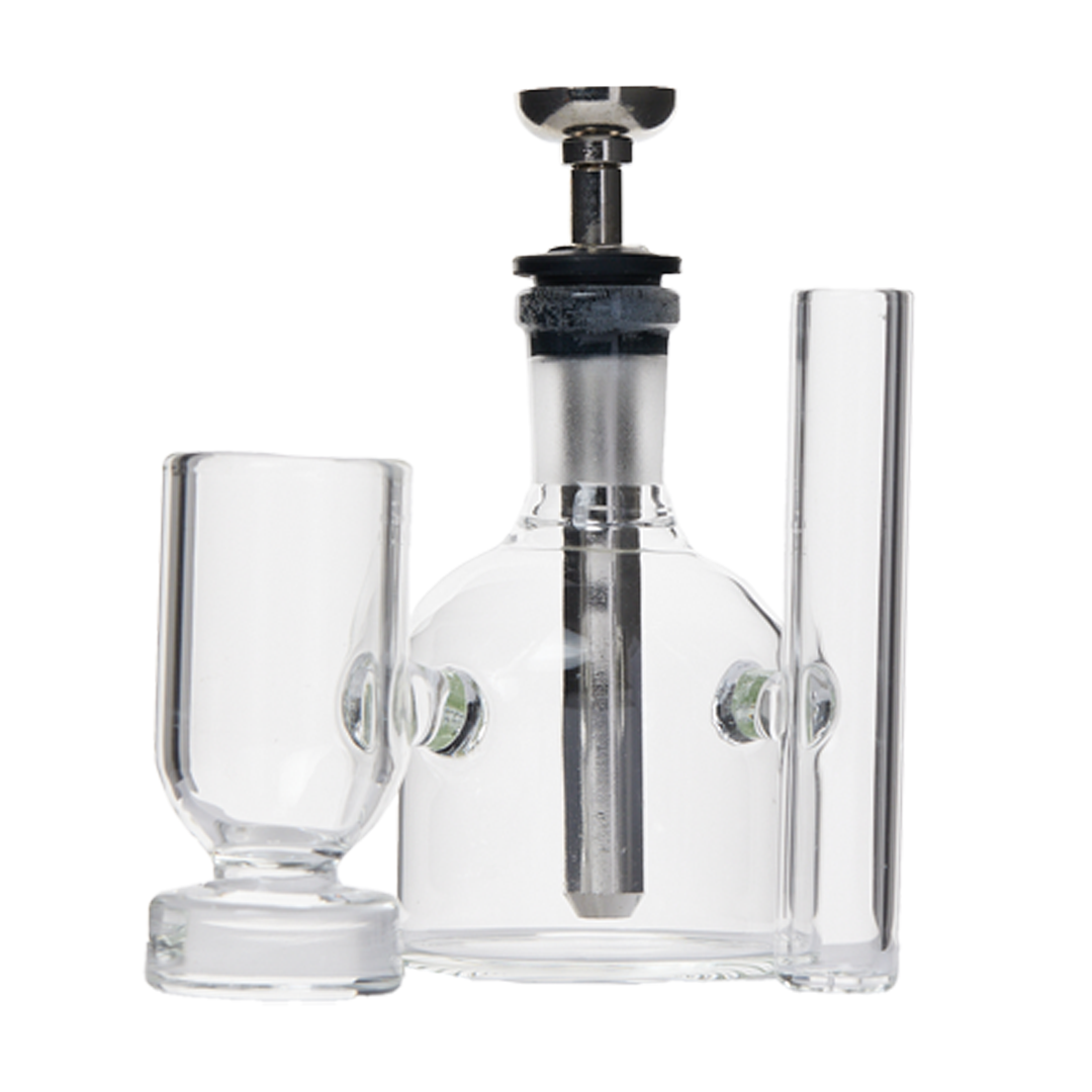 Apex Ancillary Iso Station in clear glass, front view, ideal for bong cleaning