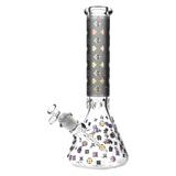 Designer Floral Diamond Print Bong with 14" Height and 45 Degree Joint Angle