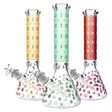 Trio of Designer Floral Diamond Print Bongs with 14" Height and 45 Degree Joint Angle