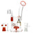 EVOLUTION Diamond Dust 8" Red Dab Rig with Showerhead Percolator and Quartz Banger, Front View