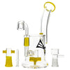 EVOLUTION Diamond Dust 8" Dab Rig in Yellow with Showerhead Percolator, 90 Degree Joint, and Quartz Accessories