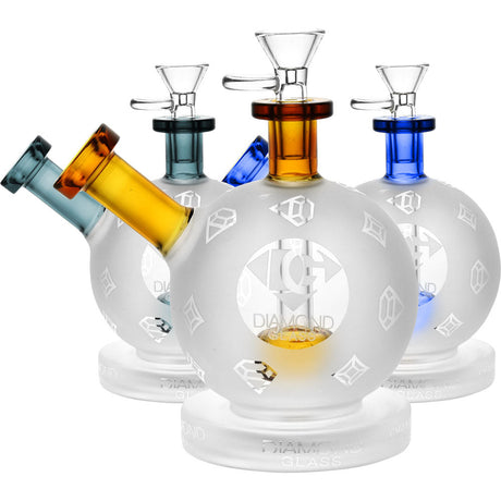 Diamond Glass 6" SnowBall Water Pipes in assorted colors with 14mm female joint, front view