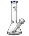 Diamond Glass 8" Blue Beaker Bong, Borosilicate Glass, Front View - DankGeek