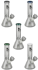 Diamond Glass 8" Sugar Beaker Bongs in various colors with 14mm F Joint, front view on white background