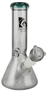 Diamond Glass 8" Sugar Beaker Bong with 14mm Female Joint in Borosilicate Glass, Front View