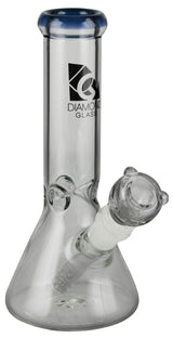 Diamond Glass 8" Sugar Beaker Bong with 14mm Female Joint, Front View on White Background
