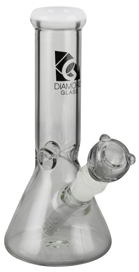 Diamond Glass 8" Sugar Beaker Bong with 14mm Female Joint, Front View on White Background