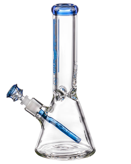 Diamond Glass 11'' Beaker Bong with Blue Accents, 9mm Thick Borosilicate, Front View