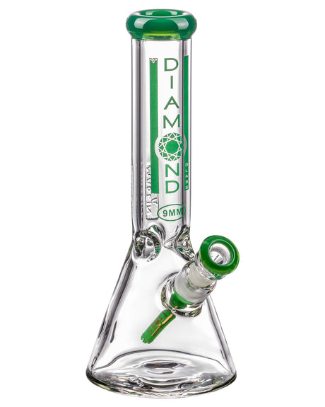 Diamond Glass 9mm Thick Jade Beaker Bong 11" with Deep Bowl - Front View