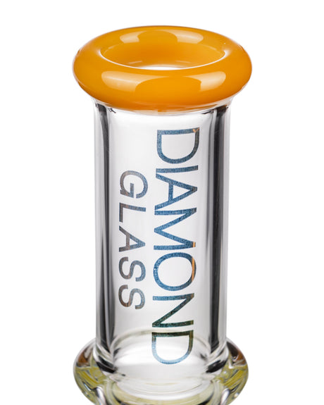Diamond Glass Ball Perc Incycler with Amber Top, Clear Body, Front View