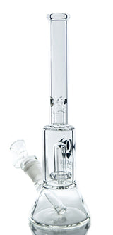 Diamond Glass 11" Beaker Bong with Showerhead Perc, Clear Glass, Front View