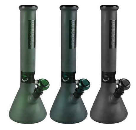 Diamond Glass Beaker Water Pipes in various shades with heavy wall borosilicate glass, front view