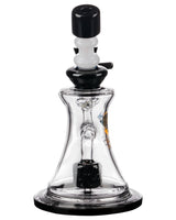Diamond Glass Big Puck Dab Rig with black accents, side view, for concentrates - DankGeek