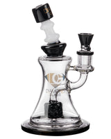 Diamond Glass Big Puck Dab Rig with Percolator, 9" Tall, Heavy Wall Borosilicate Glass, Front View