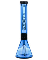 Diamond Glass 15" Black Collared Beaker Bong, Borosilicate, Front View - DankGeek