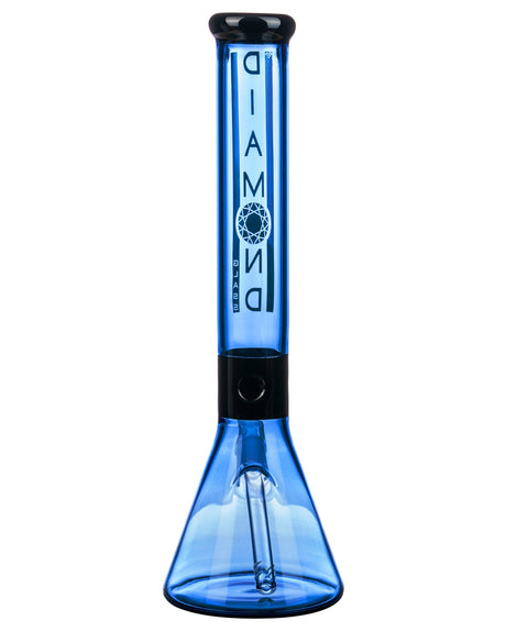 Diamond Glass 15" Black Collared Beaker Bong, Borosilicate, Front View - DankGeek