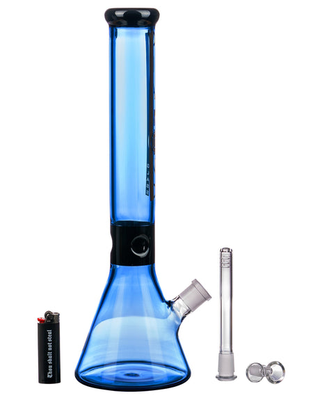 Diamond Glass 15'' Black Collared Beaker Bong with Glass Bowl and Downstem, Front View