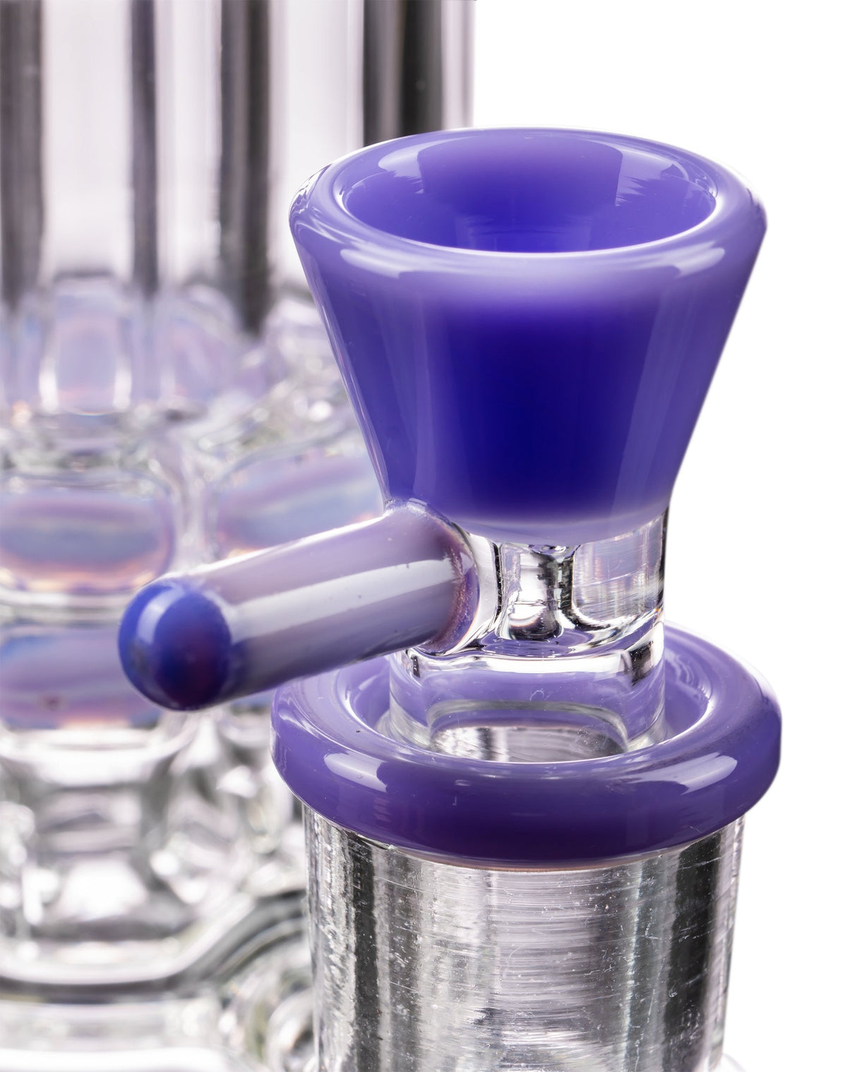Close-up of Diamond Glass Straight Tube Bong with Purple Bubble Barrel and UFO Perc