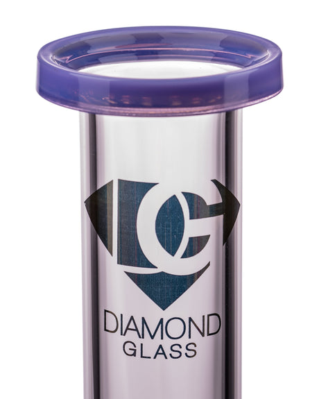 Diamond Glass Straight Tube Bong with Bubble Barrel to UFO Perc, 15" Height, Close-Up