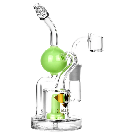 Diamond Glass Buoy Recycler Rig with Showerhead Percolator for Concentrates, Side View