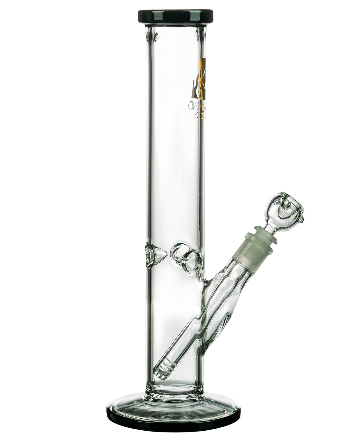 Diamond Glass 13'' Classic Straight Tube Bong with Black Accents - Front View